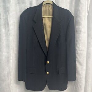Mark Shale Men’s Navy Blue Wool Blazer Gold Buttons 44R Quiet Luxury